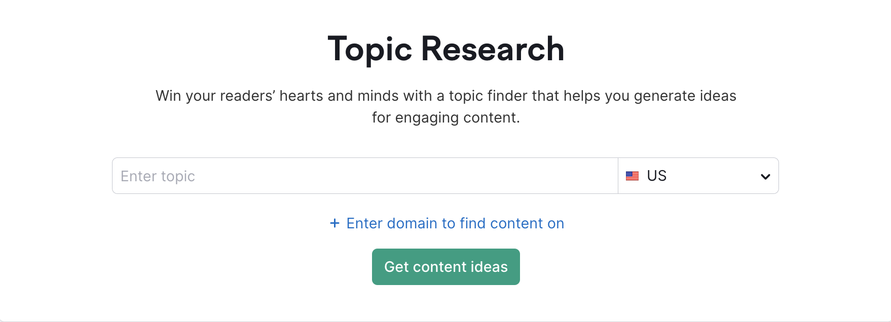 Topic Research landing page.